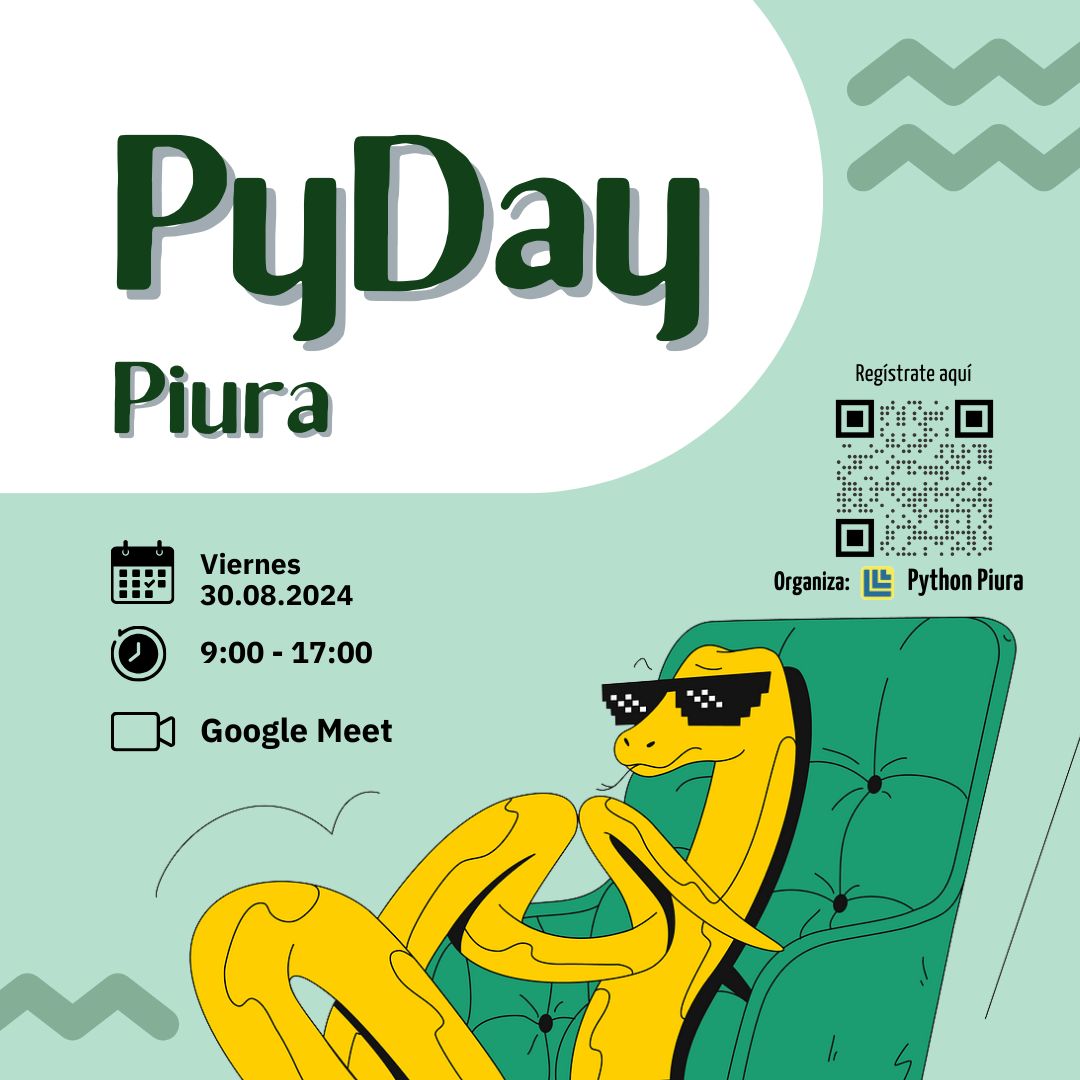 pythonpiura's tweet image. Los invitamos a nuestro #PyDay virtual este 30 de Agosto.