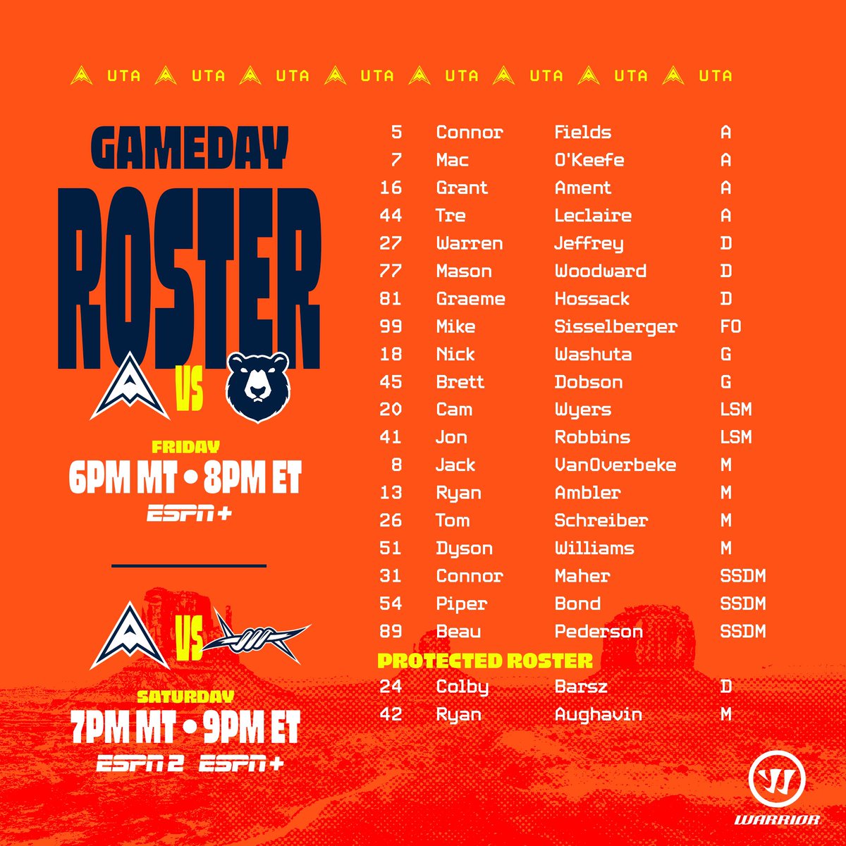 Homecoming Weekend in Utah! 🏹

Friday at 6PM MT/8PM ET on ESPN+
Saturday at 7PM Mt/9PM ET on ESPN+