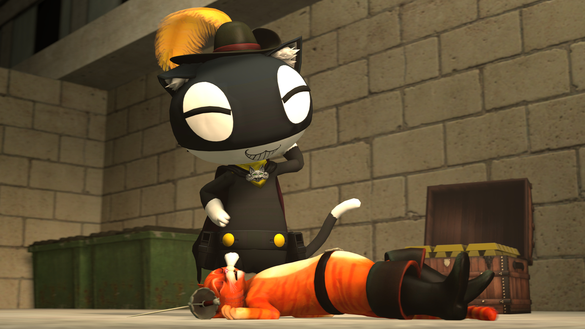 Blindscreen1's tweet photo. [SFM - Commission] Morgana Dominates Puss In Boots

Puss loses his honor to the phantom thief!

Full set/FA story below: (1/1) https://t.co/NeAdh4SWRh