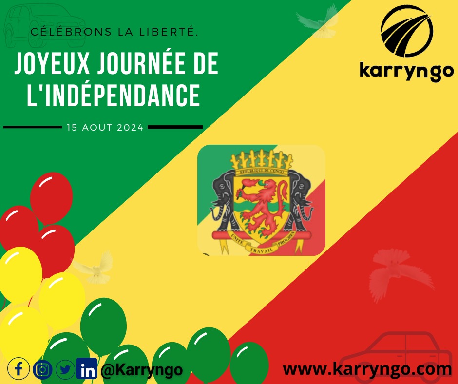 karryngo's tweet photo. 𝙃𝙞 𝙡𝙚𝙨 𝙩𝙧𝙖𝙫𝙚𝙡𝙡𝙚𝙧𝙨 ! 🚖🚘🚛🏍️

🎉 Bonne fête de l'indépendance aux congolais!

Aujourd'hui, nous célébrons la liberté et la fierté nationale. 
Ensemble construisonsun avenir meilleur pour tous les congolais.🎉

📲https://t.co/J3SMA5oLvE

#Karryngo
#independancecongo https://t.co/gwaSj4ejLh
