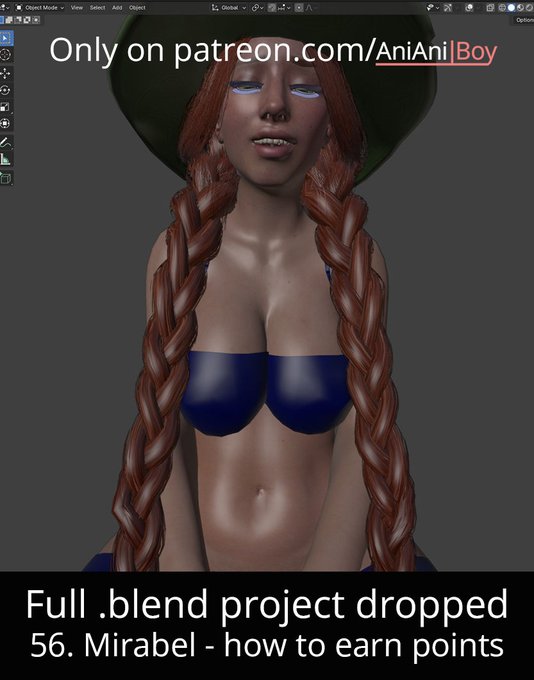Full .blend files for project #56: "Mirabel - how to earn points", were dropped in the Blender Buddy