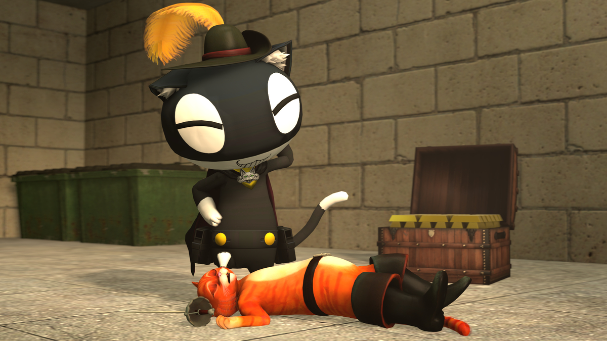 Blindscreen1's tweet photo. [SFM - Commission] Morgana Dominates Puss In Boots

Puss loses his honor to the phantom thief!

Full set/FA story below: (1/1) https://t.co/NeAdh4SWRh