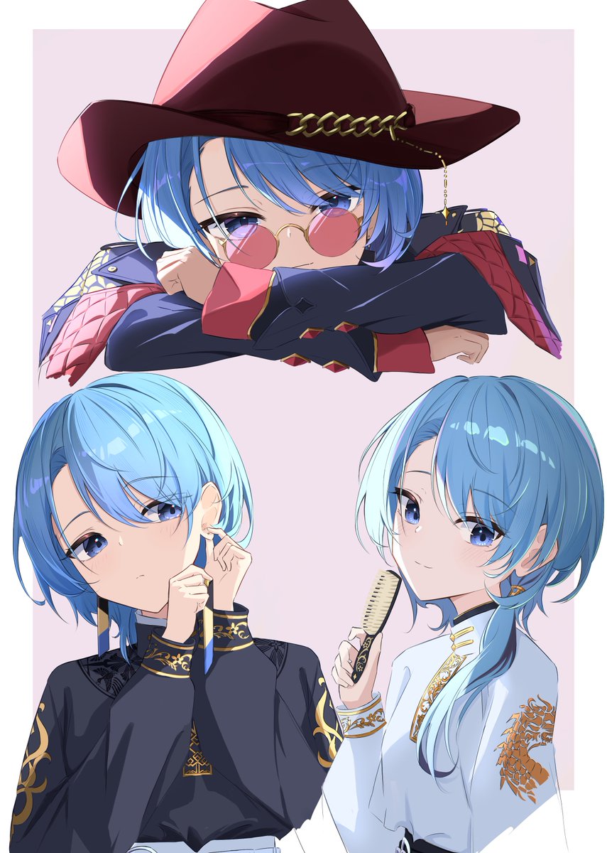 White blouse, black blouse, either works when Suisei's wearing her boss attire. 

[A slice of Suisei's day.]