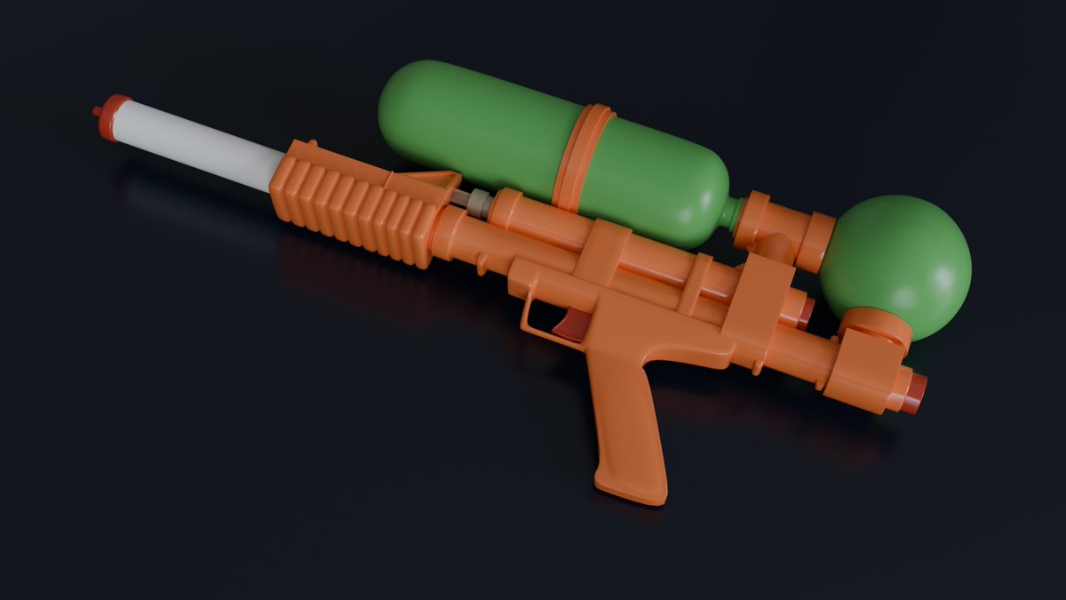 DavidHodson8's tweet photo. This weeks blender52 prompt is weapon. Didn’t fancy doing a real weapon so here is a water gun #Blender52 #blenderrender #watergun #WaterPistol #supersoaker #weapons https://t.co/C2MSMHjc2k