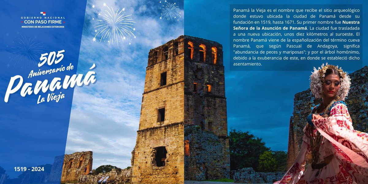 embpanamabel's tweet photo. 📜🇵🇦| Nos unimos a la celebración de los 505 años de fundación de la ciudad de Panamá “La Vieja”, considerada, en la época colonial, como una de las capitales más antiguas de Tierra Firme y declarada en el 2003, como Patrimonio de la Humanidad por la UNESCO. https://t.co/lQdygWP1tb
