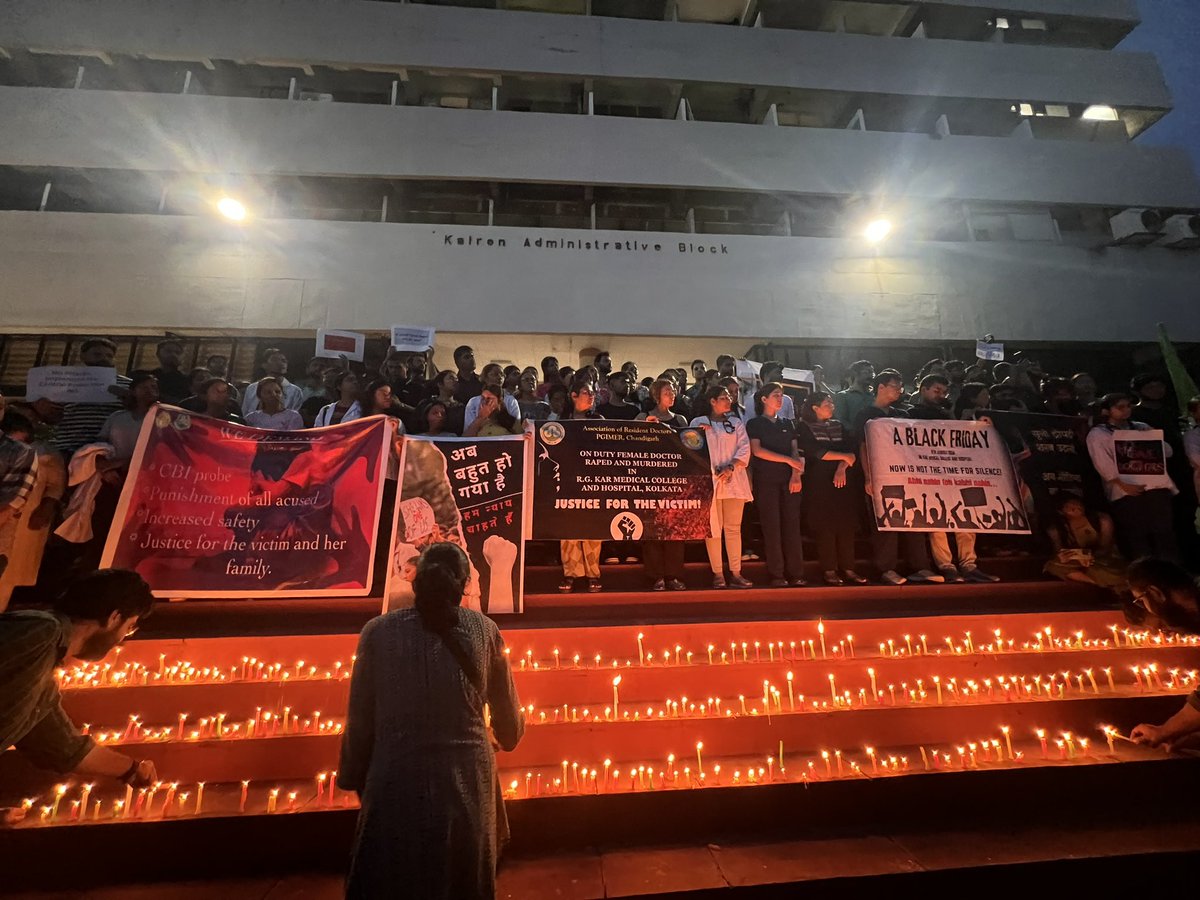 manjunishani's tweet photo. For the first time, I do not feel proud or happy about this day because I am reminded of broken glass being punched in the  eyes of my fellow doctor, raped and murdered in her own workplace.
A False sense of freedom 
#justiceformaumita 
#wedemandcpa 
@ARD2024PGIMER 
@PMOIndia https://t.co/1zuJYHiw77