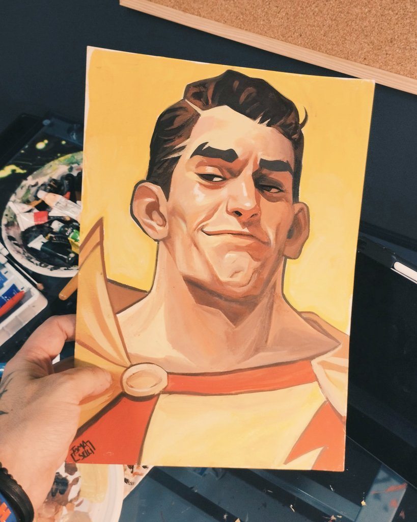 SHAZAM PORTRAIT 
Traditional ART - Gouache on A4
<a href="/DCOfficial/">DC</a>
@kirbyscomicart
#tomaselliart #dccomics #shazam #comicartist #illustration #comics #coverartist #traditionalart #gouache
