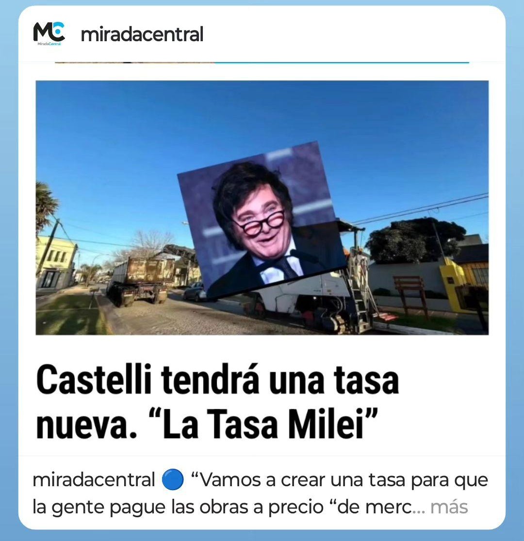 mirada_central's tweet photo. “Vamos a crear una tasa para que la gente pague las obras a precio “de mercado” como quiere Milei” dijo @EcharrenF. Busca que “los anti estado” paguen de forma voluntaria las obras “Los vecinos que adhieran a la Tasa (de pago voluntario) van a pagar $150mil por mes durante 2 años https://t.co/el3wnRDKe9