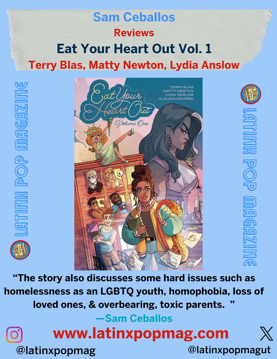 HOT OFF PRESS! Sam Ceballos Reviews Eat Your Heart Out Vol. 1
🤝✨CHECK OUT: LATINXPOPMAG.COM🤝✨@guategamerphd <a href="/DrCristinita/">Cristina Herrera</a> <a href="/KMSweeneyRomero/">Katlin Marisol Sweeney-Romero, PhD</a> <a href="/91LauraMichelle/">Laura Fernandez, PhD</a> @CarlosGK22 @prof_eabad @latinostudiesUT @liberalartsUT <a href="/DrMorey1/">José Morey, M.D.</a> @jenicare009