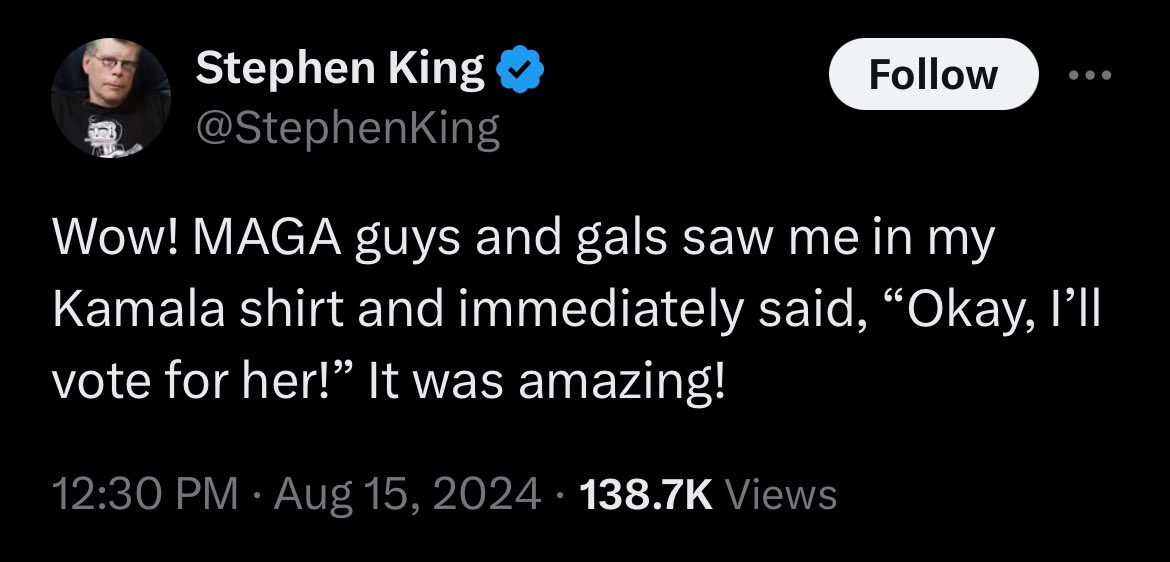 ImMeme0's tweet photo. I truly believe that King is suffering from delusions. What do you think? https://t.co/z2wgyLUV21