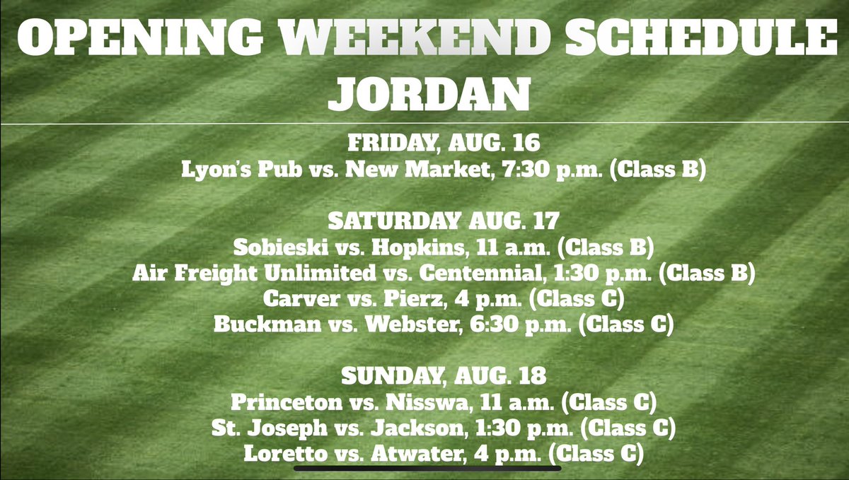 Kovar_HJsports's tweet image. The 2024 Minnesota Amateur State Baseball Tournament gets underway tomorrow at four ballparks. Here’s a look at the schedule for the first weekend of games at each park.