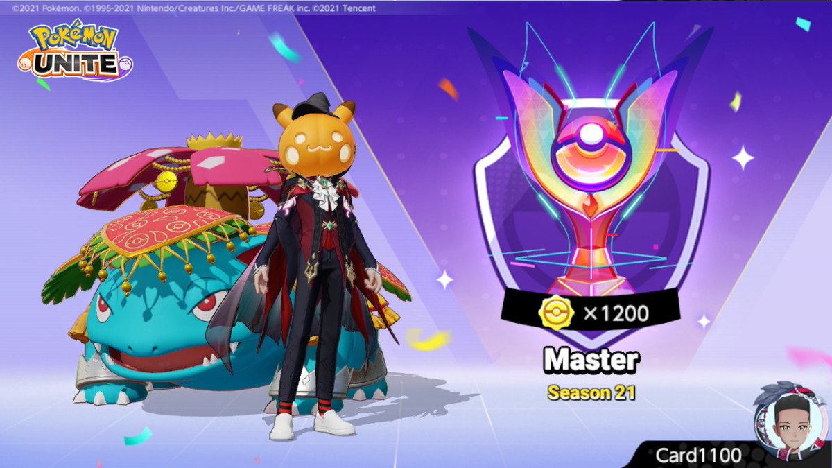 card1100's tweet photo. Just reached Master Rank on Pokemon Unite for the Second time!!! Solo Que both times! Anyone got an open spot for a serious Unite Player!? #PokemonUNITE #SoloQue #Pokemon #RankedMatches https://t.co/RsNyCjIVtl