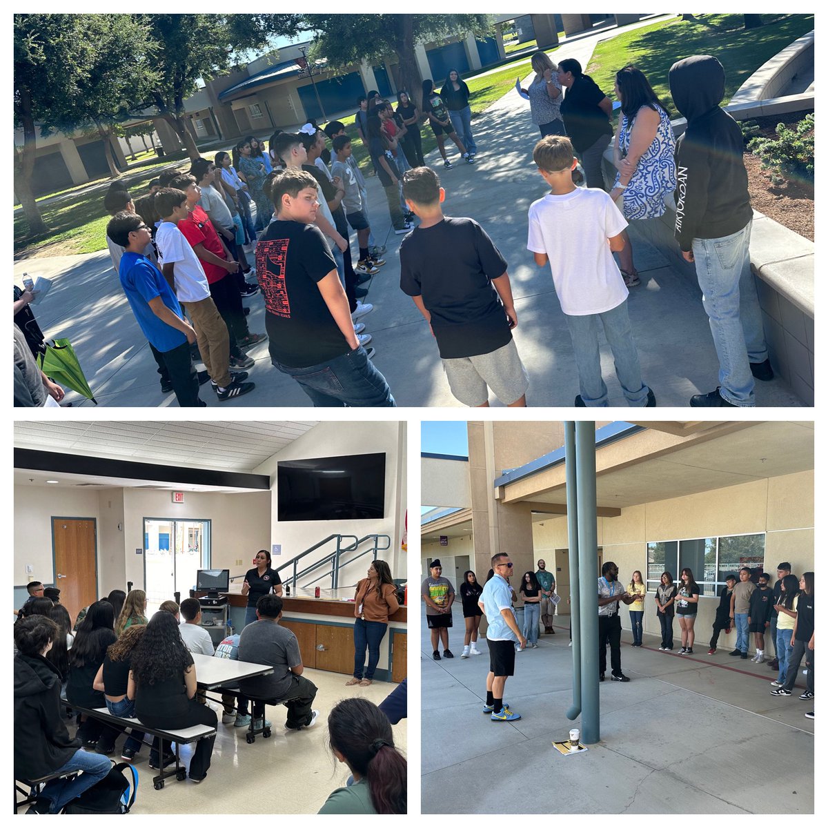 StonecreekJHS's tweet photo. For the #Stonecreek #Stampede the first 8 days of school are our Week of Welcome #WOW. #students go with their #teachers to different stations around campus to learn from other staff about our campus expectations/procedures. #PBIS #TheStampedeWay #StonecreekStampede #PBVUSD https://t.co/HuHoeW29i4