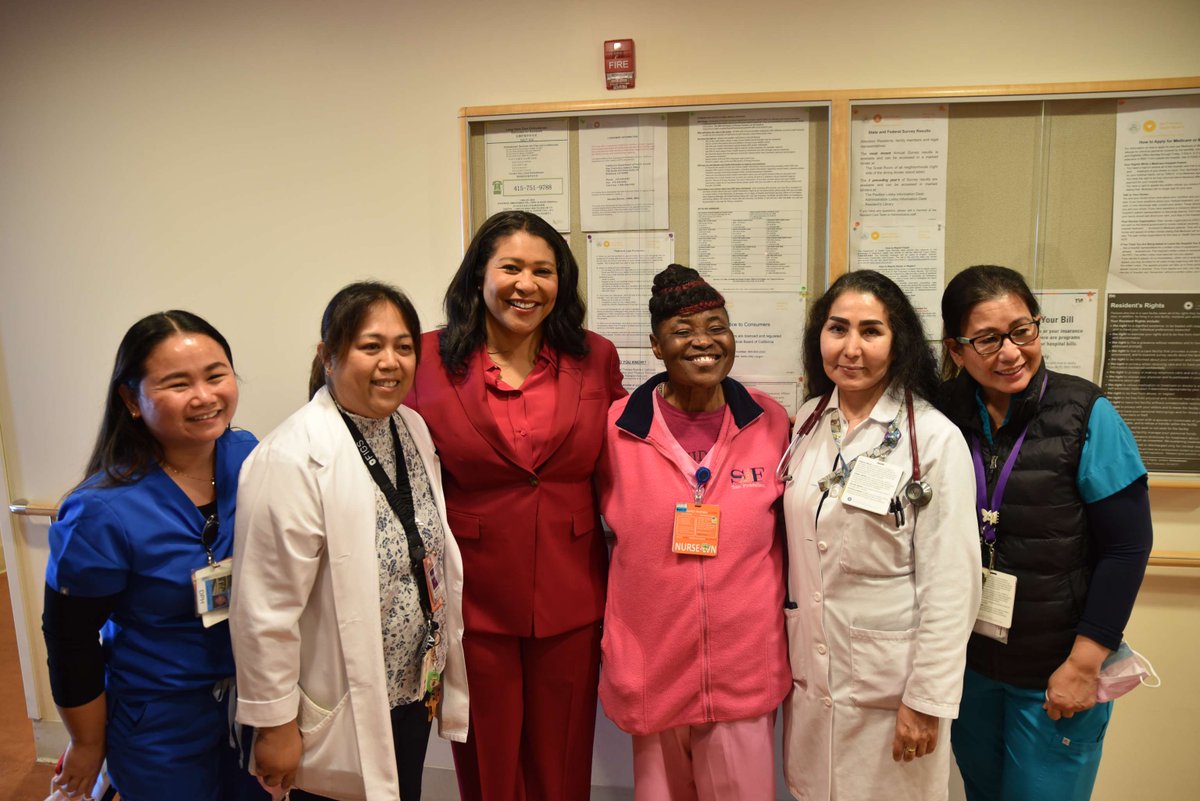SF_DPH's tweet photo. Mayor @LondonBreed joined staff and residents to celebrate the successful end of our fight to keep Laguna Honda open for today and future generations of San Franciscans! Together with the Mayor, we welcomed new residents and celebrated Mrs. Emma turning 100 years old! https://t.co/DvtgXelvMj