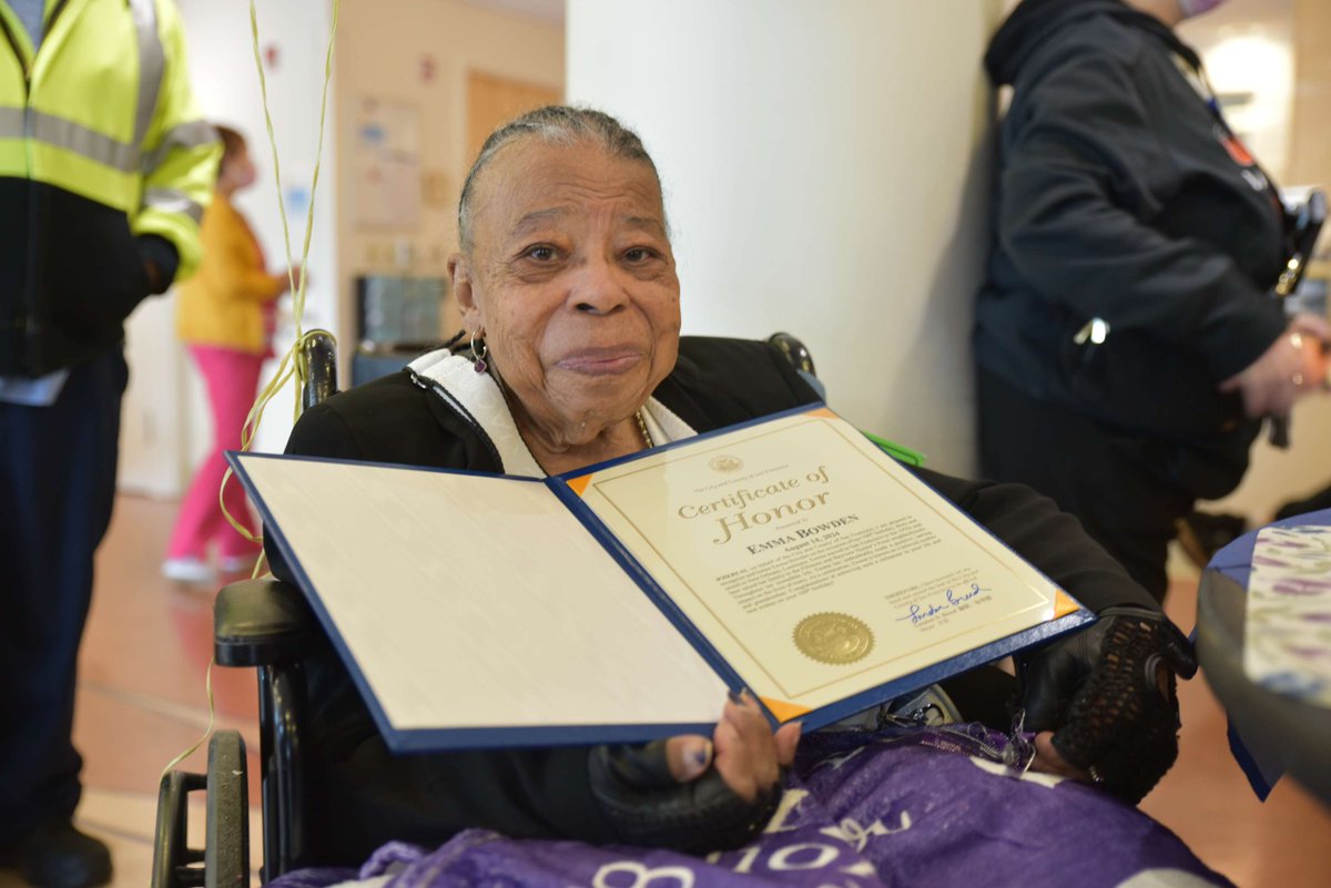 SF_DPH's tweet photo. Mayor @LondonBreed joined staff and residents to celebrate the successful end of our fight to keep Laguna Honda open for today and future generations of San Franciscans! Together with the Mayor, we welcomed new residents and celebrated Mrs. Emma turning 100 years old! https://t.co/DvtgXelvMj