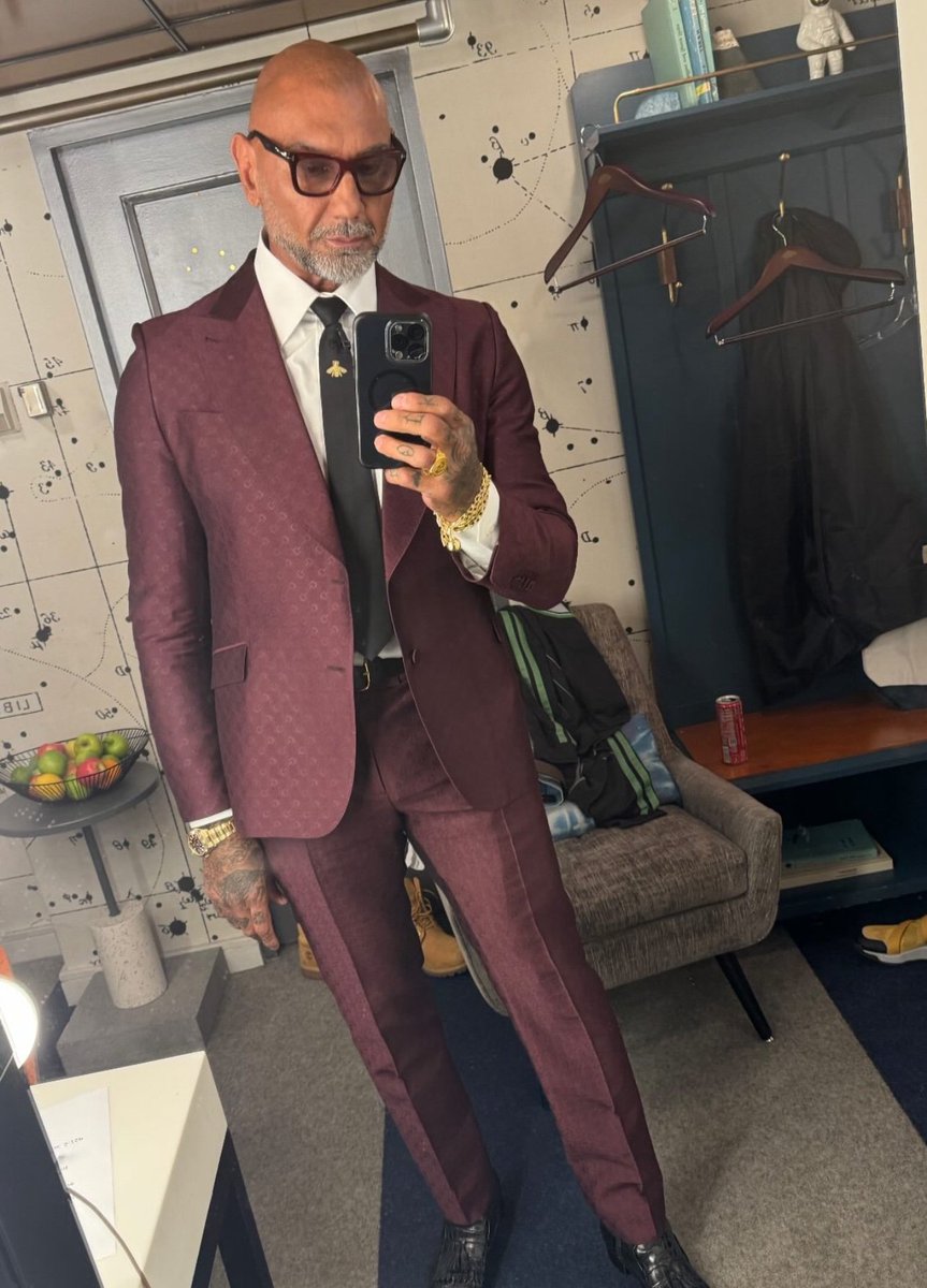 MeetMrKaizen's tweet photo. @DaveBautista dropped the bulk and up his style game.#Bautista #mensstyle https://t.co/QcFkOu4Uy5