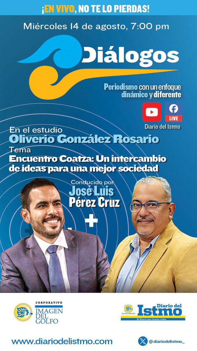 ECCoatza's tweet photo. Mira aquí https://t.co/shwiv8FAx5 la entrevista a Oliverio González en “Diálogos” @diariodelistmo_ https://t.co/OZlg9Q6WpH