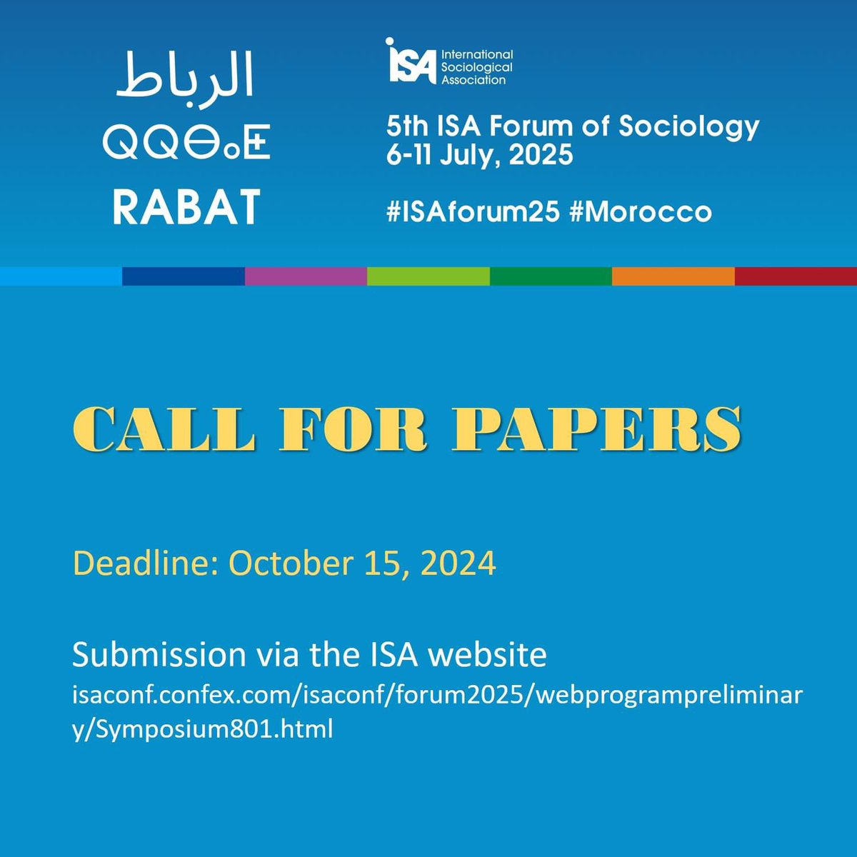 RC39 Sociology of Disasters program co-coordinators Marlon Era and Michèle Companion invite you to submit paper abstracts for the 5th ISA World Forum in Rabat, Morocco! The deadline is October 15, and no extensions. Check sessions and submit abstracts via isaconf.confex.com/isaconf/forum2…