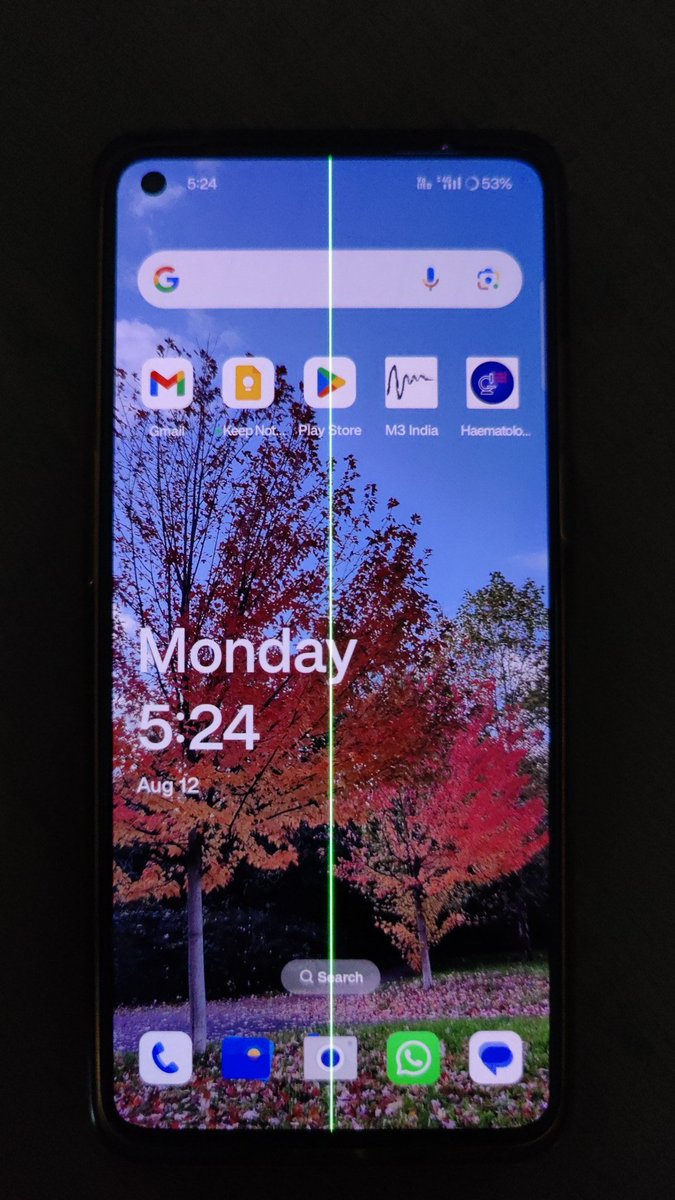 Samar7h's tweet photo. @OnePlus_Support hi OnePlus. I have been using OnePlus 9 and all of a sudden my phone is showing a green line on the screen. Is there anything you can do about it? Please guide me. @OnePlus_IN 
I have purchased it on 18/6/22 through @amazonIN https://t.co/uVAsUZt5n3