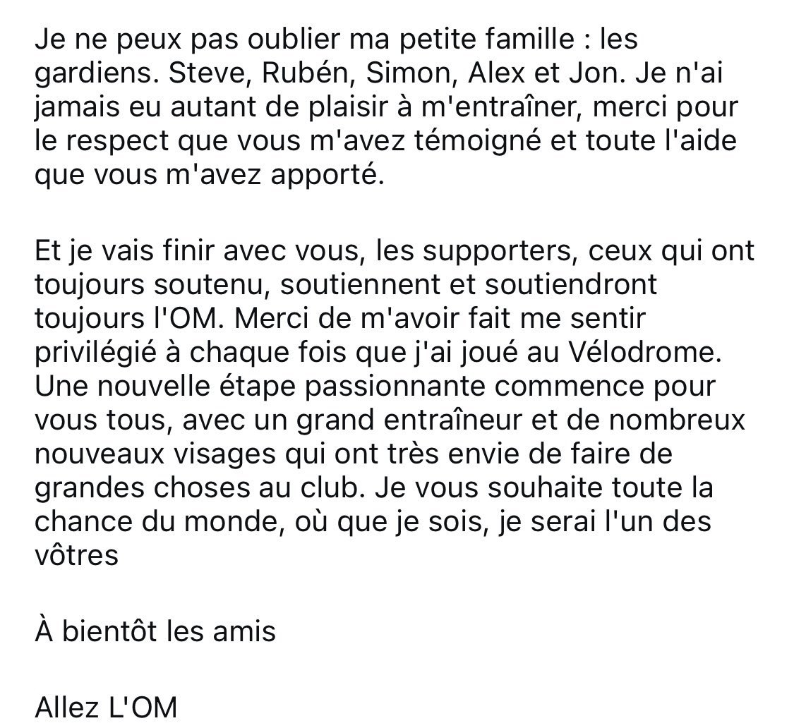 centralom_'s tweet photo. 🚨Pau Lopez 🇪🇸 officialise son départ de l’Olympique de Marseille sur son compte Instagram : 👇🏼

#MercatOM | #TeamOM https://t.co/gpP4TEjojO
