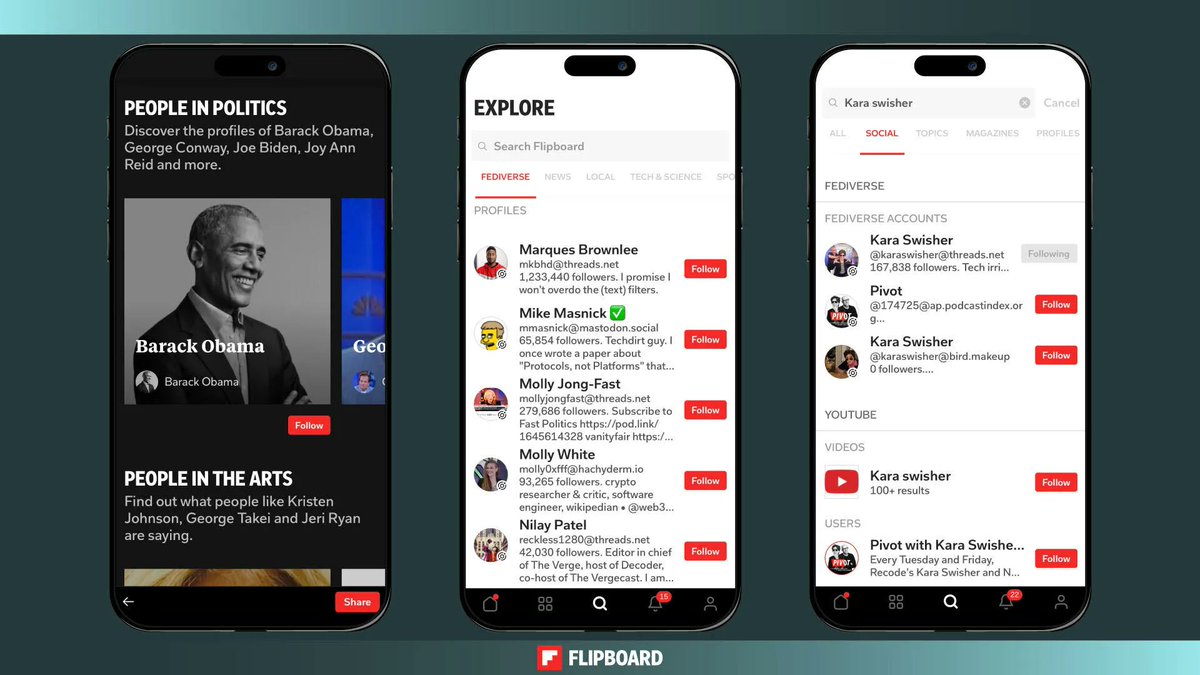 IAmSaeedreza's tweet image. Flipboard users can now follow anyone using the open social ecosystem known as the Fediverse
@Flipboard, the social-media-slash-magazine app, now lets its users follow #Fediverse accounts, including those on @joinmastodon and Instagram Threads. What is the Fediverse? It's…