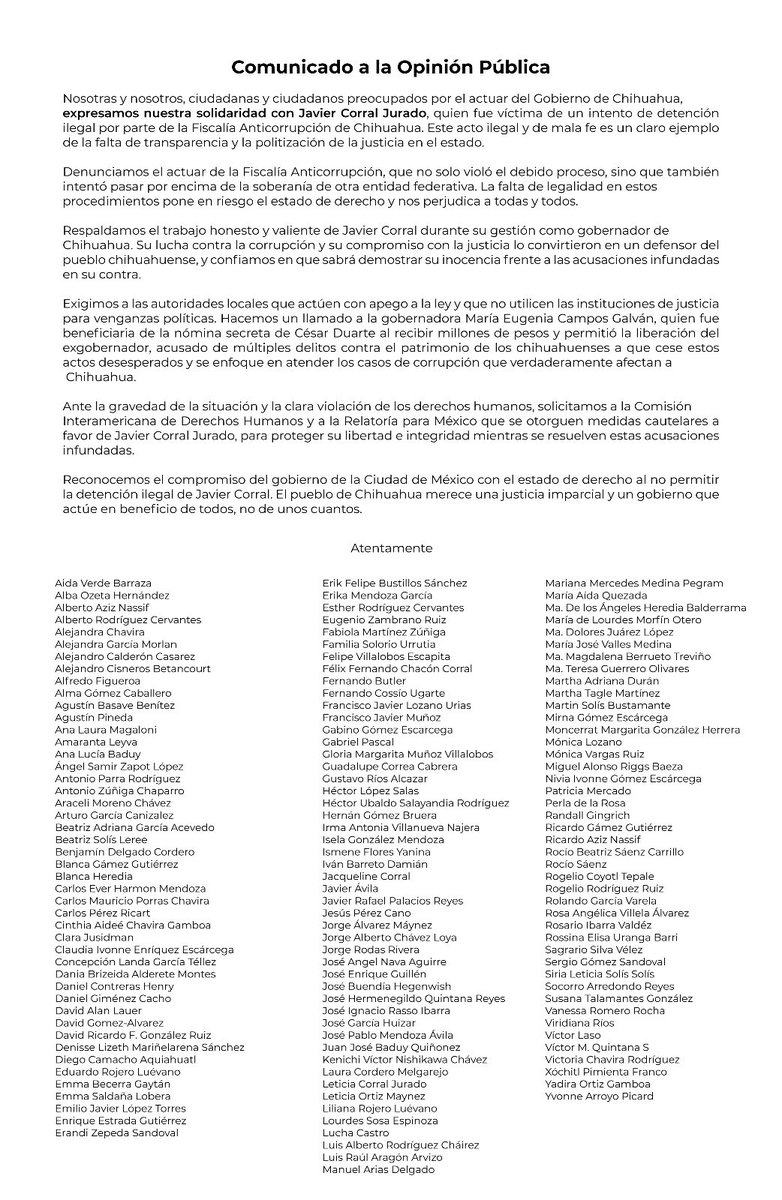 Denunciamos el intento de detención ilegal de <a href="/Javier_Corral/">Javier Corral Jurado</a> por ordenes de la DesGobernadora María Eugenia Campos. Exigimos justicia y respeto al estado de derecho.
#Marusecuestradora