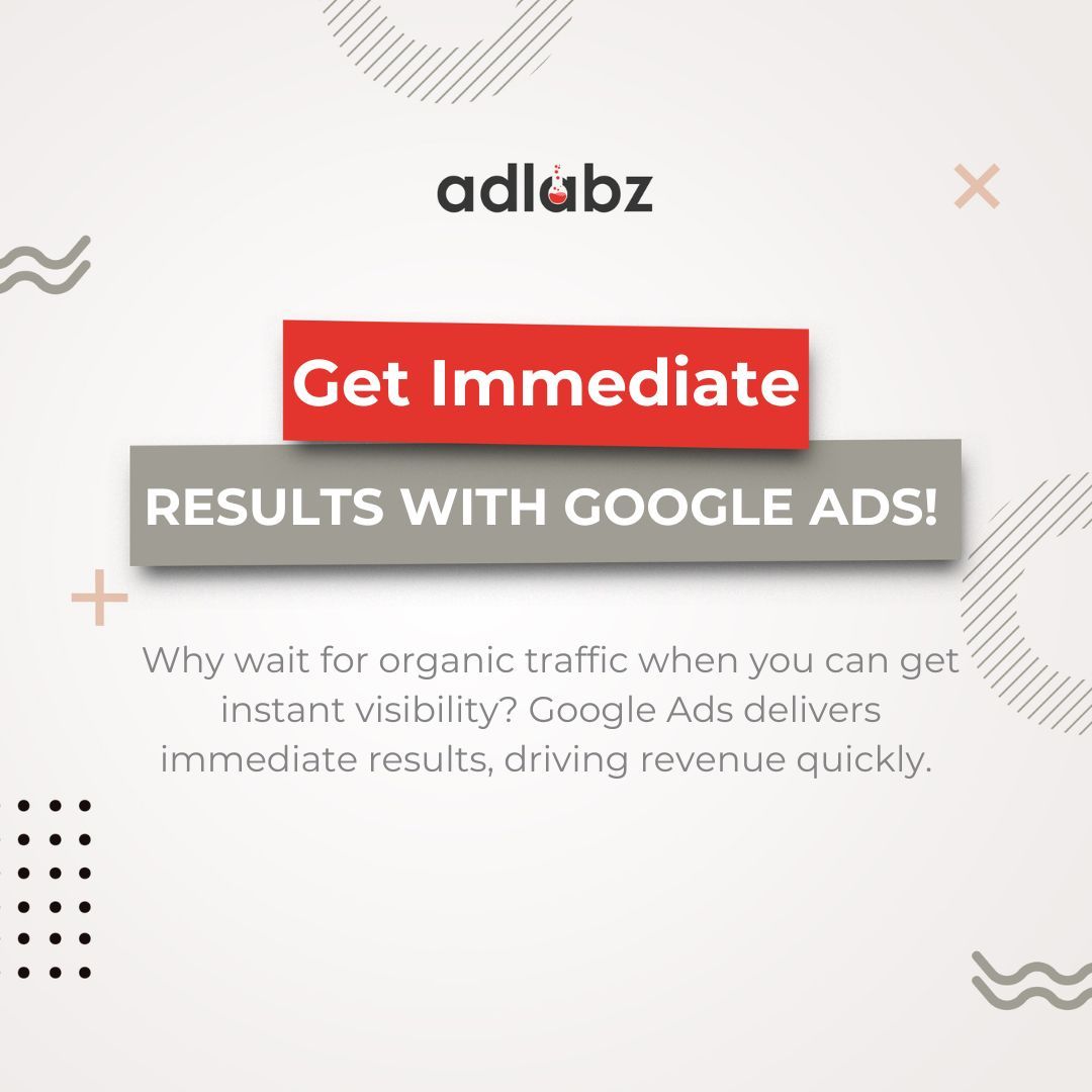 TheAdLabz's tweet image. Get Instant Results with Google Ads! 

Why wait for organic traffic when you can gain immediate visibility? 

#GoogleAds puts your business at the top of search results, driving quick revenue with targeted ads, and real-time analytics. 

Start seeing results today! 

#AdLabz