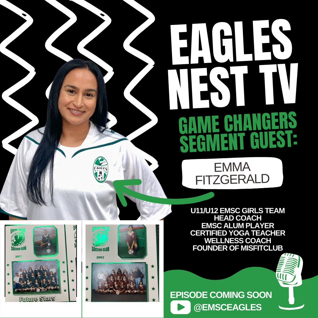 EMSCEagles's tweet photo. Introducing our next guest on our Eagles Nest TV, Game Changers Segment, Emma Fitzgerald!

Emma comes from a long line of history with EMSC, playing, working and now taking time to give back to the community.

Episode 2 dropping soon only on Emsceagles YouTube TV... stay tuned. https://t.co/nzsIfGZ5fq
