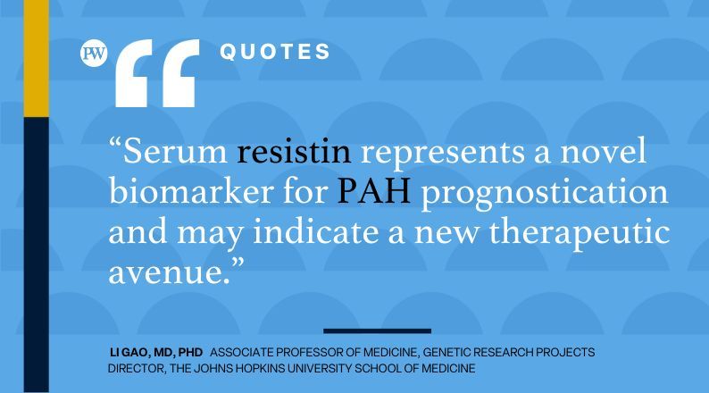 physicianswkly's tweet photo. Li Gao, MD, PhD, of @HopkinsMedicine & coauthors reported in @RespiratoryBMC that elevated levels of the cytokine #resistin may link to increased disease severity & greater risk for death for adults with #PAH.
More here: https://t.co/3iWT9nscud
#PulmonaryArterialHypertension https://t.co/rULsuTahYJ