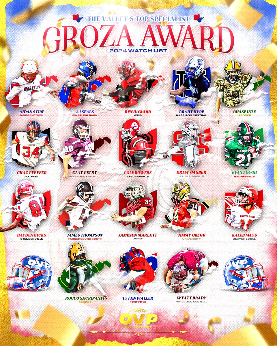 OhioValleyPreps's tweet photo. 🏆2024 Groza Award Watch List🏆

The award signifies the Valley’s top specialist.

The Groza Award is named after ‘42 Martins Ferry grad Lou “The Toe’ Groza who attended Ohio State. He later signed with the Browns where he played for 21 seasons &amp; is the most decorated OV athlete. https://t.co/dNEN7DkWJS