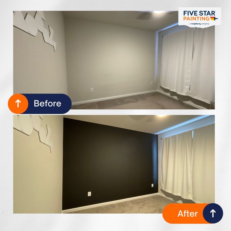FiveNaples's tweet photo. A statement wall can bring new life to your space.
Five Star Painting can create a custom accent wall and paint it with the color of your choosing.
Add some color to your office, bedroom, or dining area.
Book now! https://t.co/ay0dZOdHEN