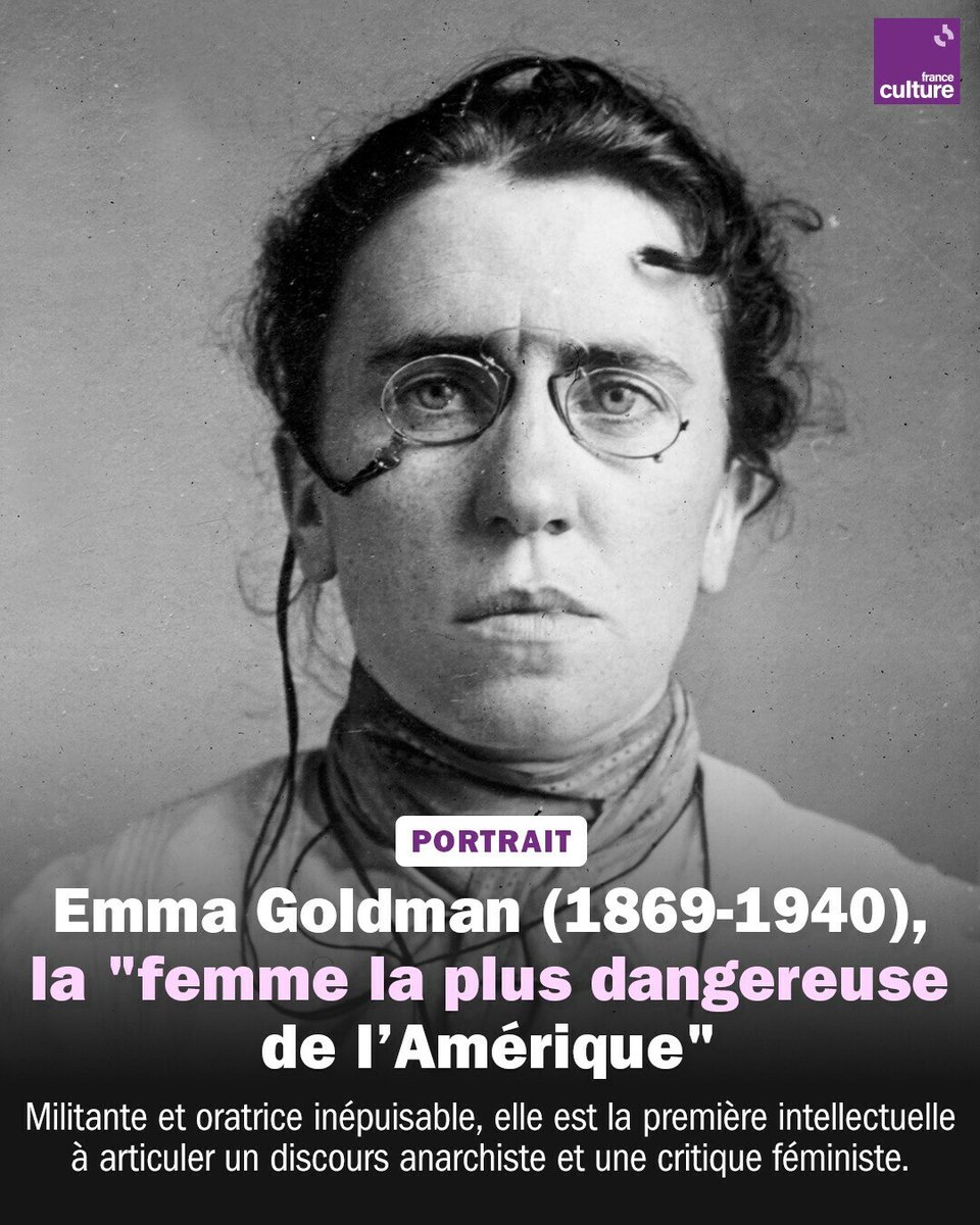 franceculture's tweet photo. Figure majeure de l’anarchisme, Emma Goldman s’est engagée toute sa vie aux côtés des opprimés du système capitaliste, tout en dénonçant l’assujettissement des femmes aux hommes.
➡️ https://t.co/Uwtl31pZMb https://t.co/bQYBljDWov