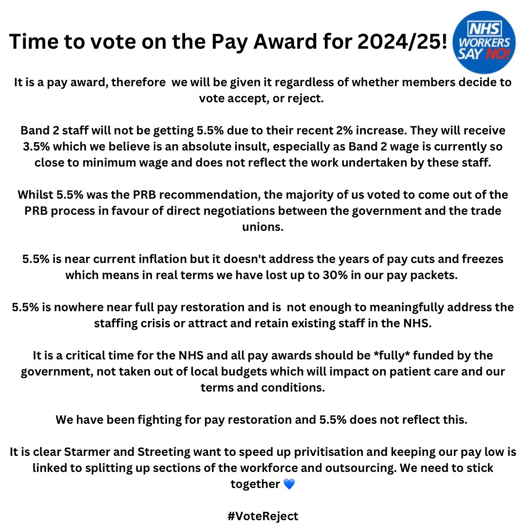 NurseSayNO's tweet photo. 🚨 Time to vote on the 2024/25 Pay Award! #VoteReject https://t.co/Pp6rYbYtYH