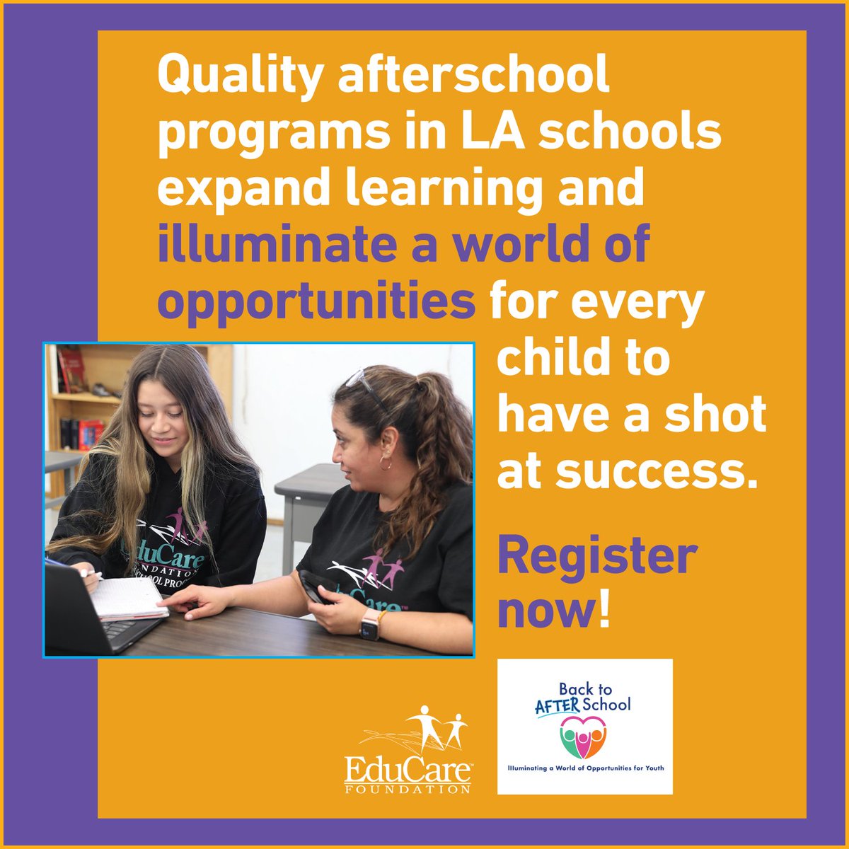 educare_fdn's tweet photo. Quality afterschool programs in LA schools expand learning and illuminate a world of opportunities for children's success.
Find your local provider and register now!
#EduCareFoundation #BackToAfterSchool #BackToAfterIsCool #ExpandedLearning
#LearningBeyondTheClassroom https://t.co/0TP3avga4m