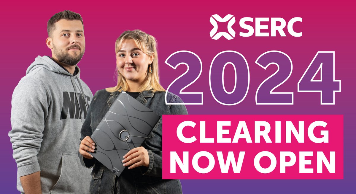 🔔  𝗖𝗟𝗘𝗔𝗥𝗜𝗡𝗚 𝗡𝗢𝗪 𝗢𝗣𝗘𝗡 🔔

➡️ ow.ly/ViT350SXrsR

Whatever your situation, you can still apply for Higher Education courses at SERC and you will be fully supported throughout the application process - and your time at college.

#BetterOffAtSERC