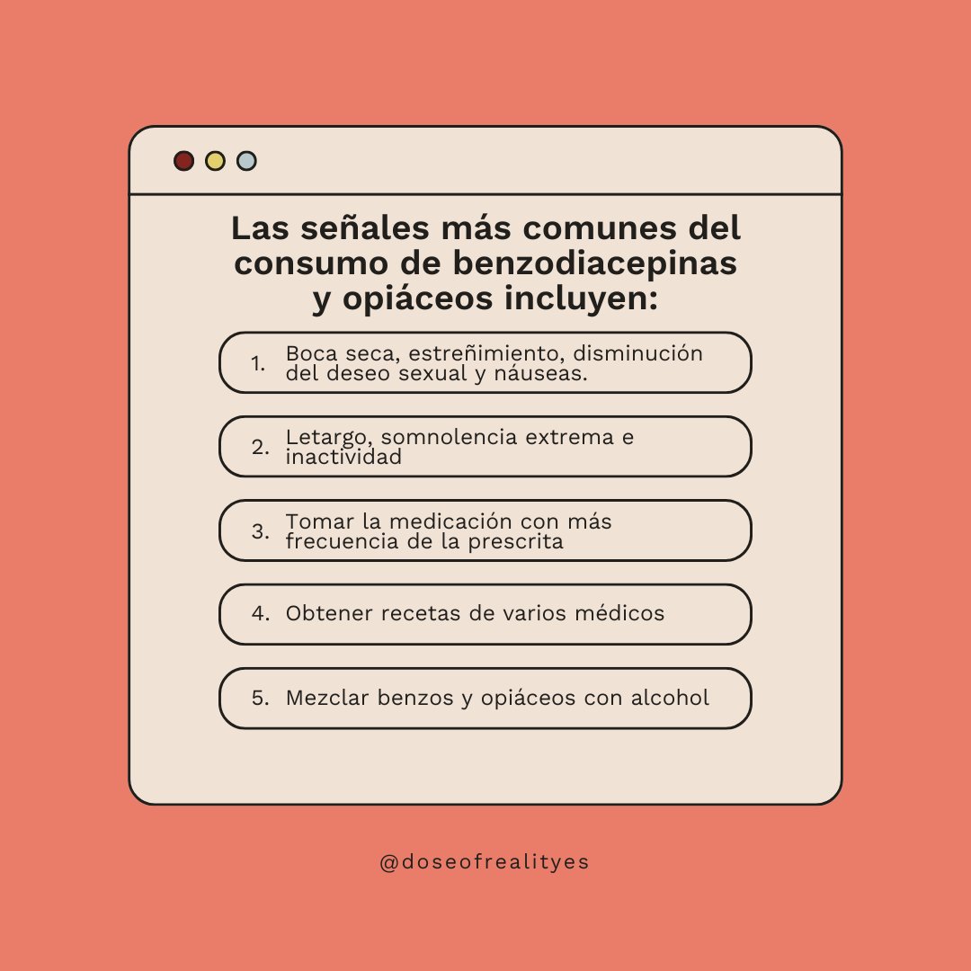DoseofRealityES's tweet photo. Cada vez hay más sobredosis relacionadas con el uso de benzodiacepinas y opiáceos de venta con receta.
Conoce las señales y prepárate.
Más información y recursos en https://t.co/SDQrm3fijA.

For English, please visit: Dose of Reality New Mexico https://t.co/oK04juLZGR