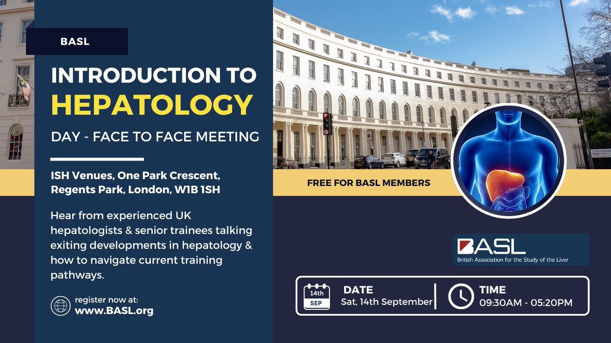 Debbie Shawcross (@debbieshawcros1) on Twitter photo 📣 Calling all early year Gastroenterology trainees (ST4/5) & those considering applying for Gastroenterology (IMT3 & IMT1/2). On 14th Sep we cover the fundamentals of hepatology & the career pathway - register here execbs.eventsair.com/basl-introduct…
<a href="/basl_events/">BASL</a> <a href="/BASLedu/">BASL education feed</a> <a href="/BSGTrainees/">BSG Trainees</a> 📣 Calling all early year Gastroenterology trainees (ST4/5) & those considering applying for Gastroenterology (IMT3 & IMT1/2). On 14th Sep we cover the fundamentals of hepatology & the career pathway - register here execbs.eventsair.com/basl-introduct…
<a href="/basl_events/">BASL</a> <a href="/BASLedu/">BASL education feed</a> <a href="/BSGTrainees/">BSG Trainees</a>