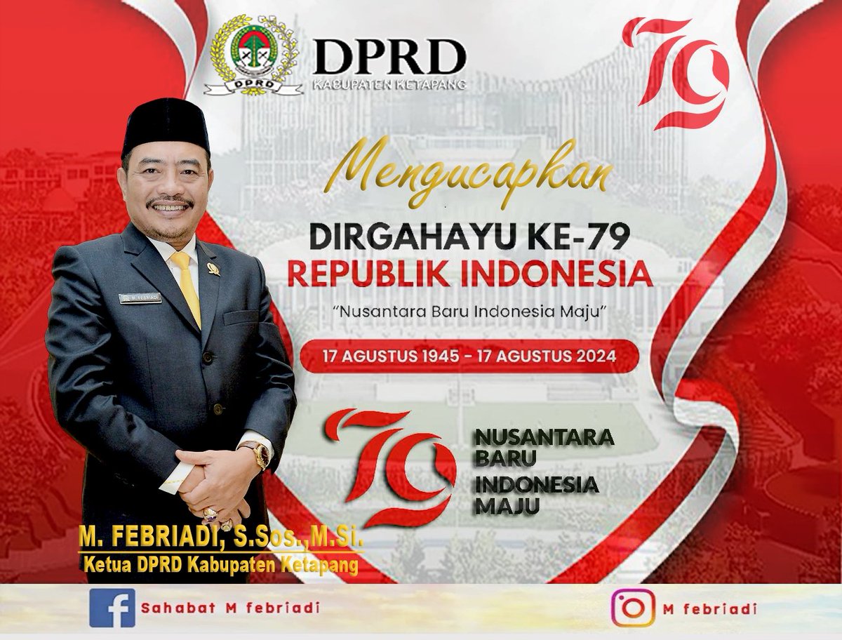 sekretariatdpr3's tweet photo. DIRGAHAYU  RI Ke 79 Th " NUSANTARA BARU INDONESIA MAJU" https://t.co/ftUPjnudk5
