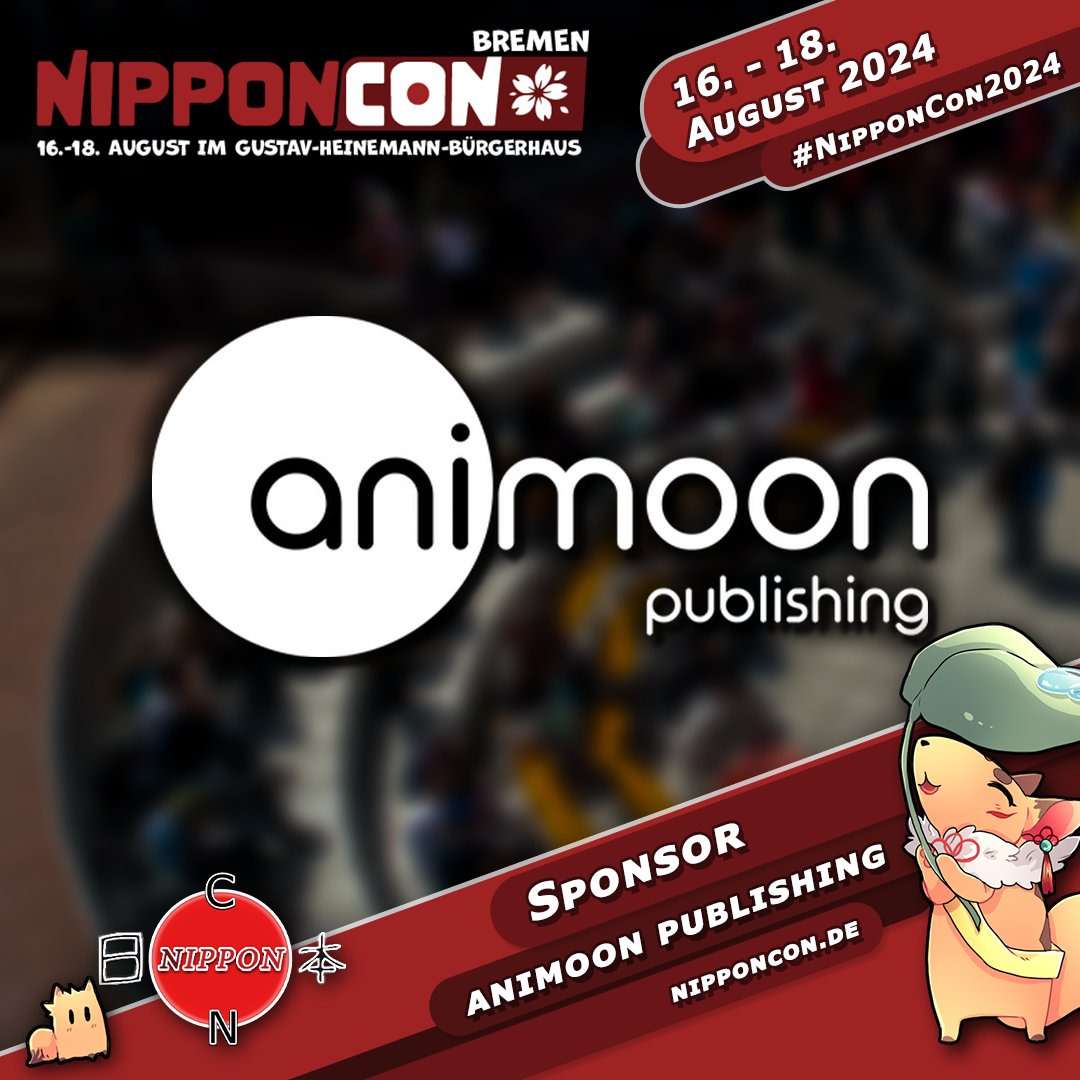Ein Anime-Kino ist nichts ohne gute Animes. Darum sind wir auch glücklich über unseren Sponsor Animoon Publishing. Wir bedanken uns herzlich bei <a href="/animoonanime/">AniMoon Publishing</a> für ihre großzügige Unterstützung und freuen uns auf die Zusammenarbeit.

Euer NipponCon-Team 
#NipponCon2024