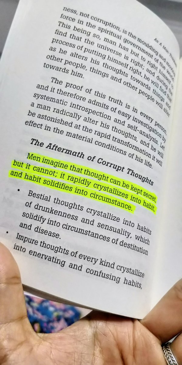 Smriti12_6's tweet image. " Impure thoughts of every kind crystallize into enervating &amp;amp; confusing habits, which solidify into distracting &amp;amp; adverse circumstances"

#bedtimereads #readingworld  #bookworms #asamanthinkit #readersoftwitter