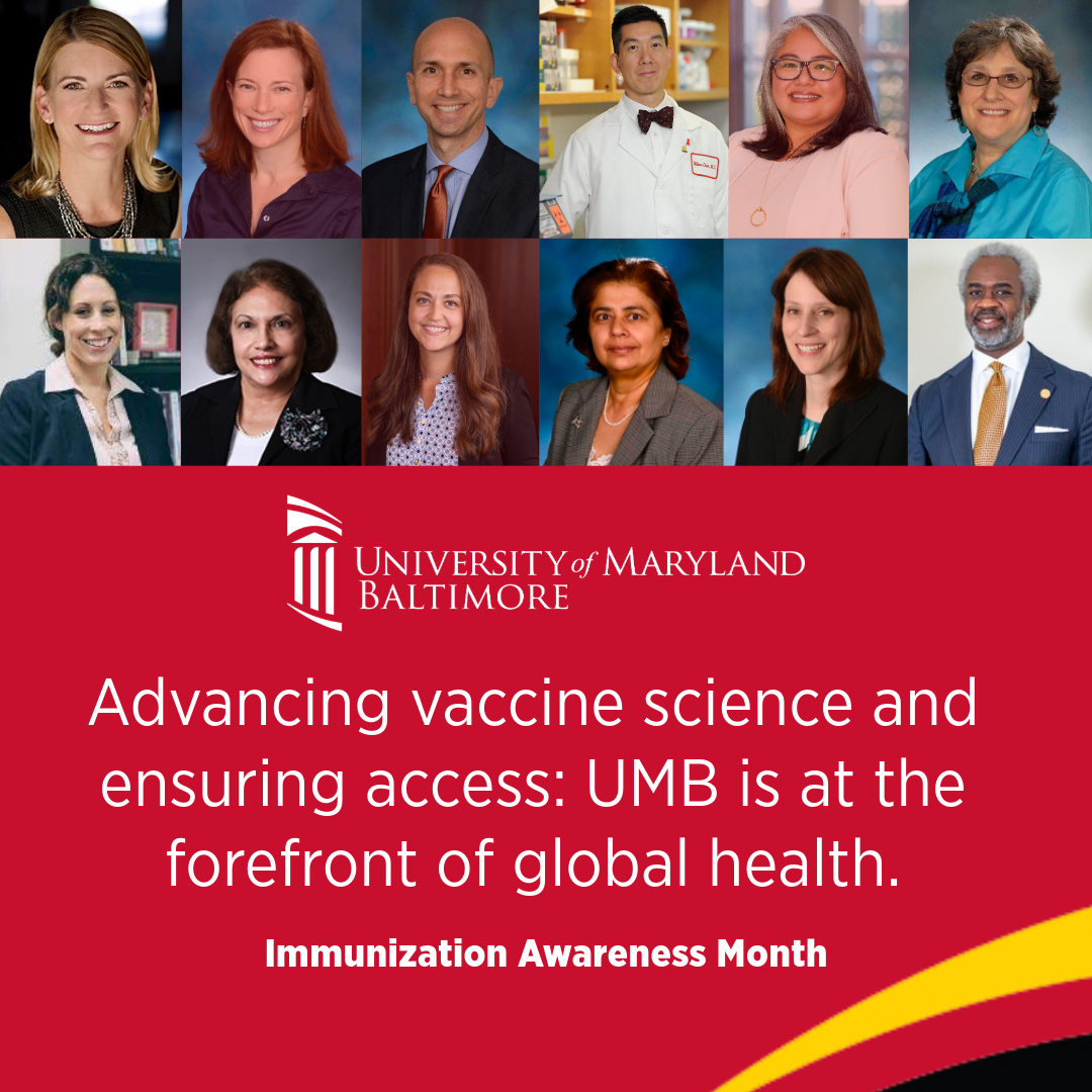 Whether it's a flu shot, COVID-19 vaccine or other immunizations, faculty and staff throughout the University of Maryland, Baltimore, are the forefront of global health ensuring vaccines are safe, effective and accessible. #NationalImmunizationAwarenessMonth