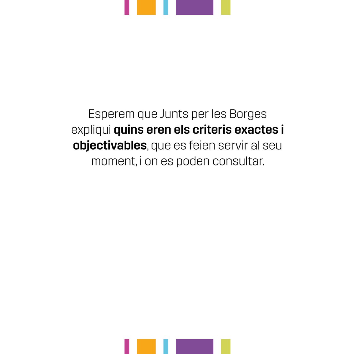BorgesxlaRep's tweet photo. Esperem que Junts per les Borges expliqui quins eren els criteris exactes i objectivables, que es feien servir al seu moment, i on es poden consultar. https://t.co/dpF9LZr5qb