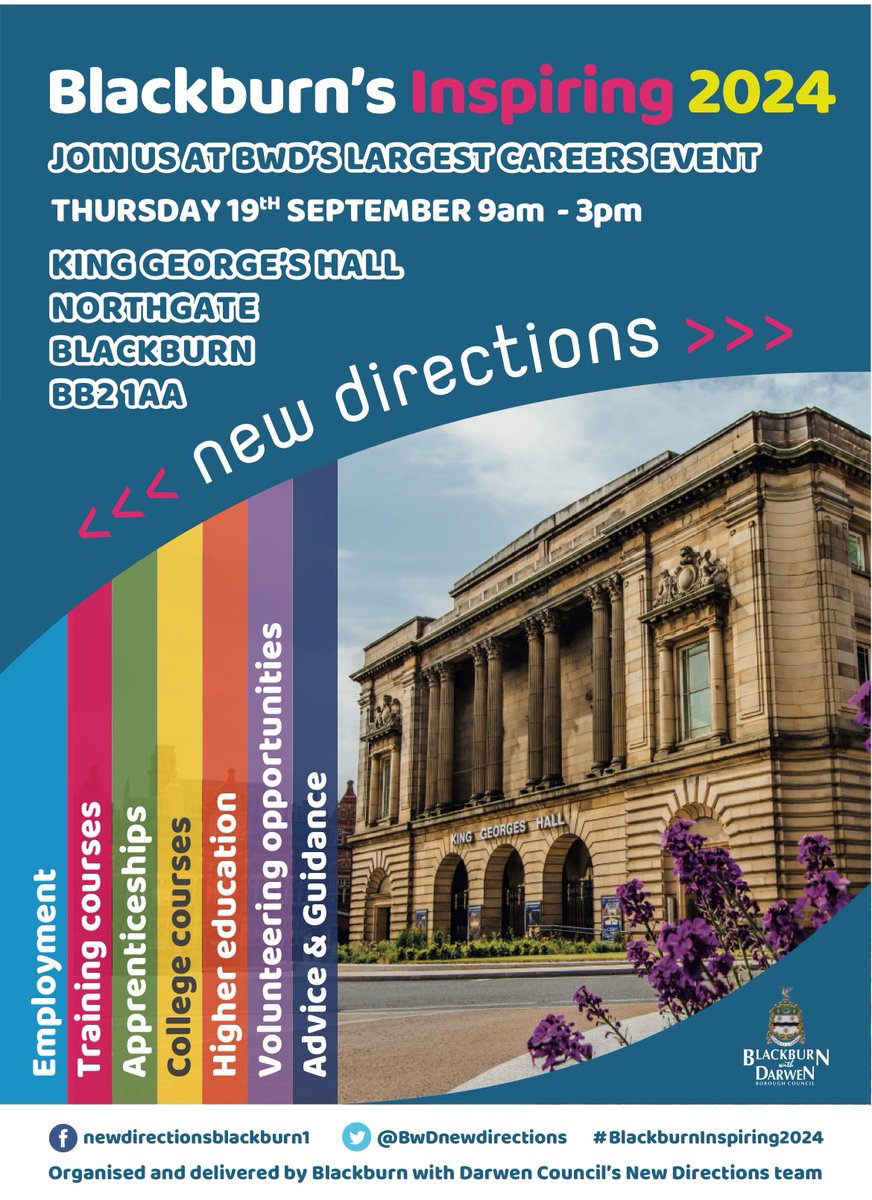 New Directions Careers Service BwD (@bwdnewdirection) on Twitter photo HELP!!! We are looking for more businesses to inspire over 2000 school students.
The event aims to showcase the future opportunities our young people can embrace.
If you can support please email newdirections@blackburn.gov.uk HELP!!! We are looking for more businesses to inspire over 2000 school students.
The event aims to showcase the future opportunities our young people can embrace.
If you can support please email newdirections@blackburn.gov.uk