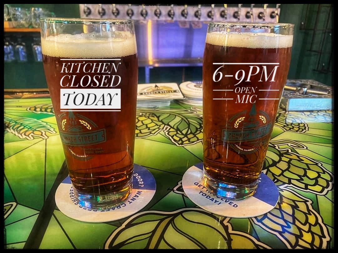 ChurchStBrew's tweet photo. 🚨 Heads-up 🚨
We are OPEN however the kitchen will be closed today, Thursday 8/15! Feel free to grab something and bring it in with you, today only, while you're enjoying Open Mic Night and a refreshing #RighteouslyGoodBeer. https://t.co/806M1BAH33