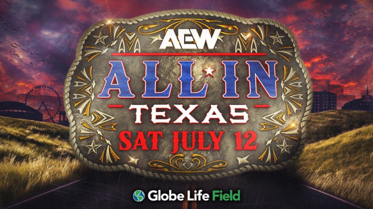 TheDrainmaker's tweet photo. AEW: ALL IN JUST ANNOUNCED FOR NEXT YEAR!!!

Globe Life Field Stadium.
Arlington, Texas. Saturday, July 12.
LET'S GOOOOOOOOO. https://t.co/wjYRt8ua5x
