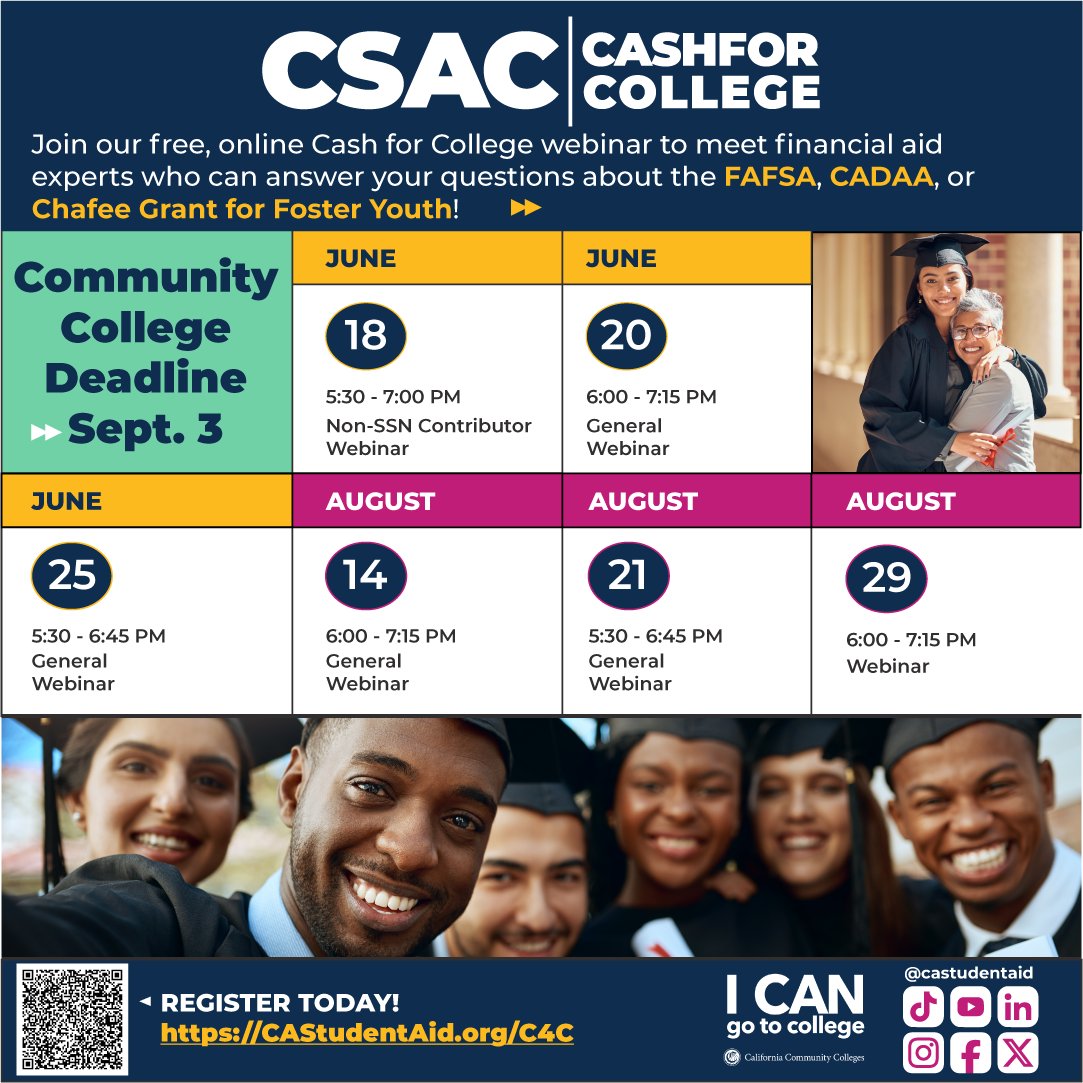 NextGen_Policy's tweet photo. Can't afford college? 🤔🎓 CA is awarding over $3 BILLION in #FinancialAid to eligible students who apply! Fill out a free application for financial aid (#FAFSA or #CADAA) to find out if you're eligible! @castudentaid

💡Apply by Sept 3rd at: https://t.co/DkCjBRkd7S https://t.co/YkCbHdLtVf