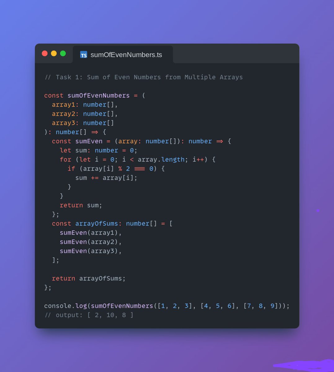 realg701's tweet image. Day 16:-
Task 1: Sum of Even Numbers from Multiple Arrays
Task 2: Concatenate Strings from Arrays
30 days coding challenge started by #Hello_Coders admins Kanwal Heer | Naimal Arain | Filza Khan
#Hello_Coders_Probelm_Solving_Challenge
#Problem_Solving
#From_Basic
#Challenge
#DSA