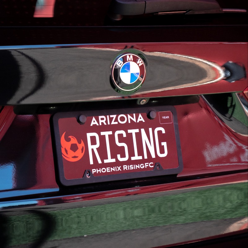 PHXRisingFC's tweet photo. The wait is over, your car can rep Phoenix Rising too! 

Order your Phoenix Rising specialty license plate today and support youth soccer in the Valley. 

#TodosRojos | @ArizonaDOT