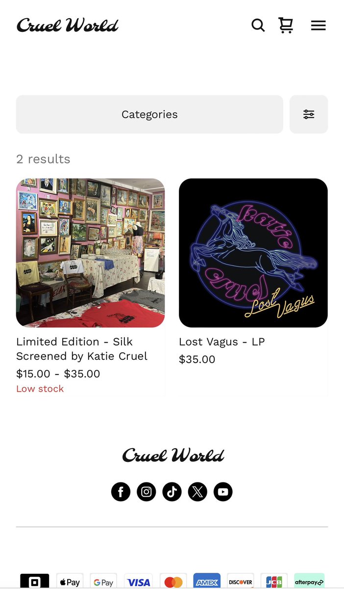 Katie_Cruel_'s tweet photo. It’s official, we are taking orders and it feels so good. Head over to “Cruel World” on my website for vinyl and hand printed, upcycled tshirts . linktree in my bio 🤑
#katiecruel #cruelworld #theshopisopen #lostvagus #tshirts #shop #takesavillage #supportrecordedmusic #nofilter https://t.co/iptVdIhpQm