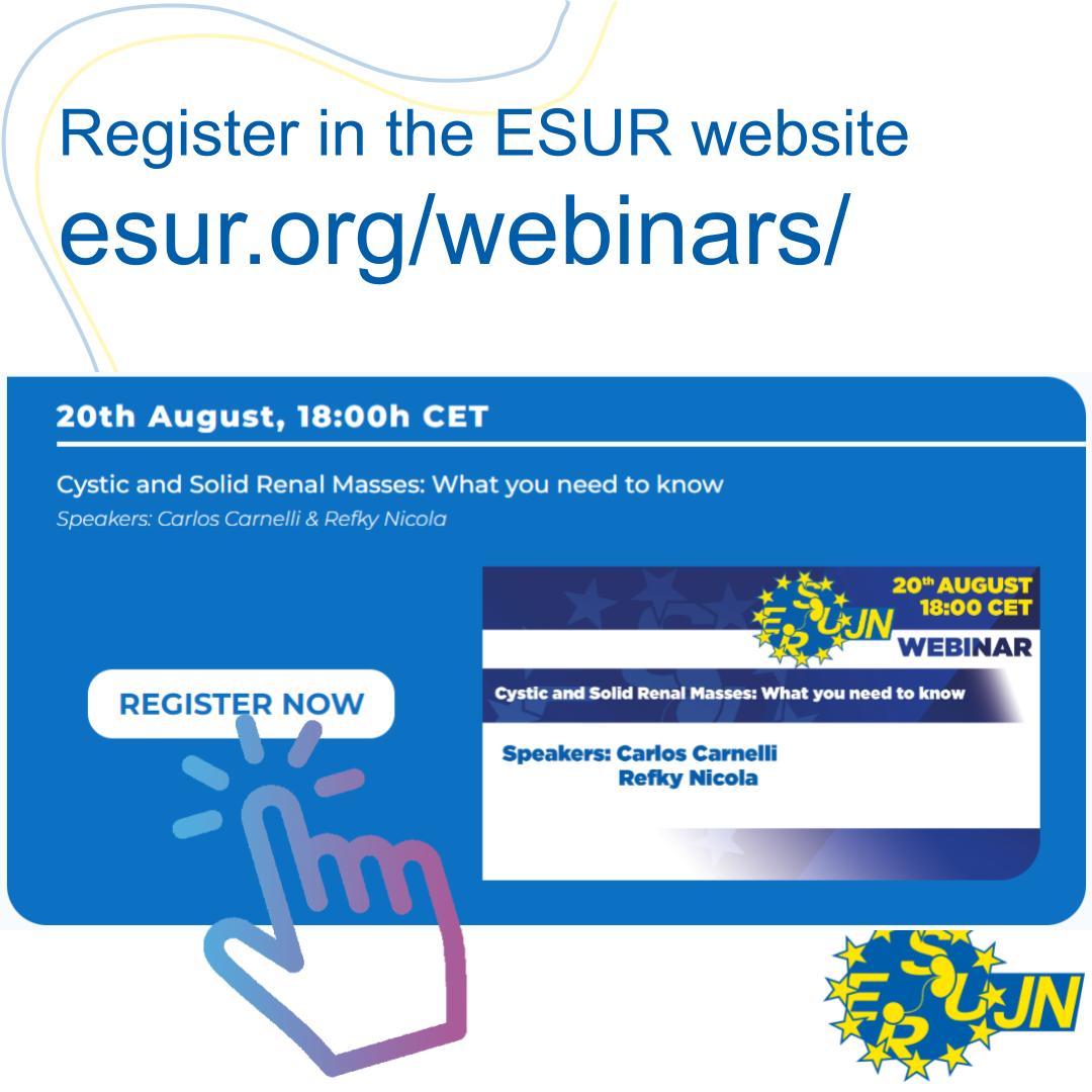 ESUR Junior Network (@esur_jn) on Twitter photo Hi everyone! Are you refreshed from the summer break? We are excited to announce a new upcoming webinar by Carlos Carnelli and <a href="/rnicola04/">Refky Nicola, M.S. D.O.</a>! Nothing is better than a refresher on the renal masses to defend from the August heat. When? Tuesday 20th August,18:00 CET Free Registration Hi everyone! Are you refreshed from the summer break? We are excited to announce a new upcoming webinar by Carlos Carnelli and <a href="/rnicola04/">Refky Nicola, M.S. D.O.</a>! Nothing is better than a refresher on the renal masses to defend from the August heat. When? Tuesday 20th August,18:00 CET Free Registration